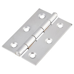 Steel Butt Door Hinge - 75 x 50mm - Chrome - Pair