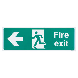 Altro Fire Exit Running Man Left Arrow Sign - 450 x 150mm - Rigid Plastic