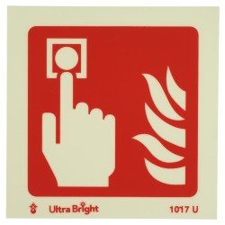 Altro Photoluminescent Fire Alarm Symbol Sign - 100 x 100mm - Rigid Plastic