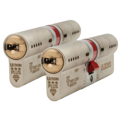 Ultion ALPS 3 Star PLUS Euro Double Cylinder - 50mm + 50mm - Satin Nickel/Brass - Keyed Alike - Pair