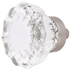 Altro Faceted Glass Cabinet Knob - 35mm Diameter - Satin Nickel