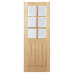 LPD Mexicano 6 Light Clear Glazed Bevelled Unfinished Solid Internal Door - 1981 x 838 x 35mm - Oak