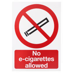Altro No E-Cigarettes Allowed Sign - 420 x 297mm - Rigid Plastic
