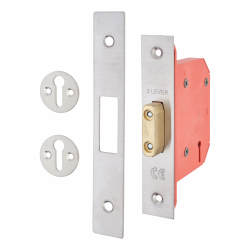 UNION 2103S StrongBOLT 3 Lever Deadlock - 68mm Case - 45mm Backset - Satin Stainless Steel