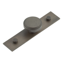 Hoxton by Frelan Cropley Stepped Round Cabinet Knob on Plain Backplate - 40mm Diameter - Dark Bronze