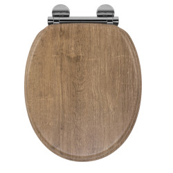 Croydex Ontario Flexi-Fix Soft Close Wooden Toilet Seat with Chrome Hinges - Teak
