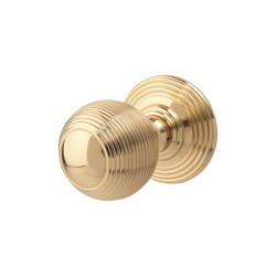 Carlisle Brass Polished Brass Reeded Mortice Door Knob - 70mm Rose Diameter - Delamain Range