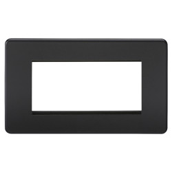 Knightsbridge 2 Gang 4 Module Euro Screwless Faceplate - Matt Black
