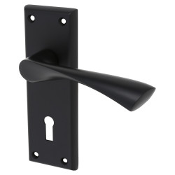 Serozzetta by Carlisle Brass Matt Black Keyhole Lock Door Handles - Venti Range - 150 x 50mm