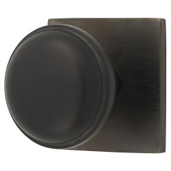 Alexander & Wilks Quantock Cabinet Knob on Square Backplate - 34mm Diameter - PVD Dark Bronze