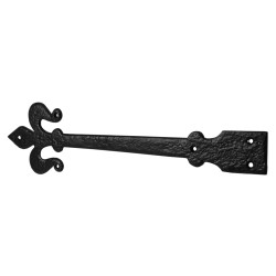 Olde Forge Antique Fleur de Lys Door Hinge Front - 457 x 120mm - Antique Black Iron