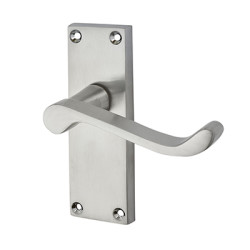 Touchpoint Satin Chrome Budget Scroll Latch Door Handles - Short Plate - Mia Range - 114 x 42mm