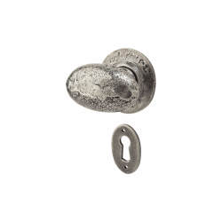 Olde Forge Pewter Oval Mortice/Rim Door Knob with Escutcheon - 60mm Rose Diameter