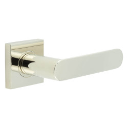 Burlington by Frelan Polished Nickel Fire Rated Door Handles on Square Rose - Kensington Range