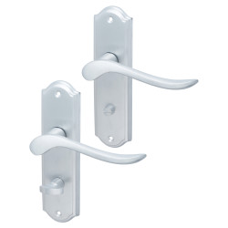 Hampstead Satin Chrome Scroll Bathroom Door Handles - Turin Range - 170 x 46mm