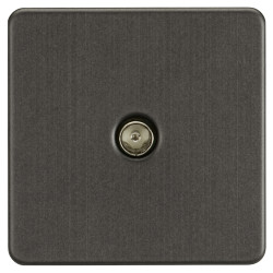 Knightsbridge 1 Gang Screwless Flat Plate Non Isolated TV Outlet - Smoked Bronze