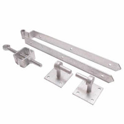 Heavy Duty Adjustable Field Gate Hinge Set On Plates - 300 x 85mm - Galvanised