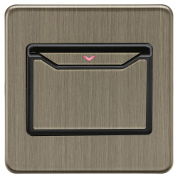 Knightsbridge 32A 1 Gang Screwless Flat Plate Key Card Switch - Antique Brass