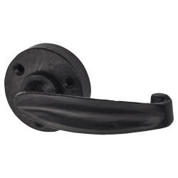 Olde Forge Antique Black Tudor Door Handles on Round Rose