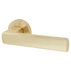 Altro Satin Brass Door Handles on Round Rose - Zara Range