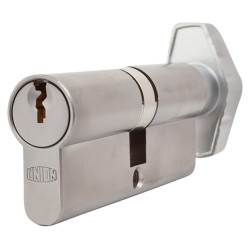 UNION J2X28 Pattern 5 Pin 74mm Euro Thumbturn Cylinder - 37mm Turn + 37mm - Satin Chrome