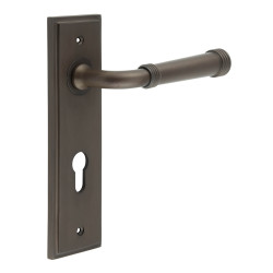 Burlington by Frelan Dark Bronze Fire Rated DIN Euro Lock Door Handles - Highgate - 200 x 55mm