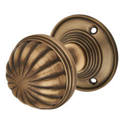 Altro Antique Brass Fluted Mortice Door Knob - 65mm Rose Diameter