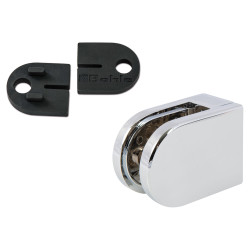 Bohle D Shaped Balustrade Clamps & Inserts - 10mm Glass - 63mm x 45mm - Polished Chrome - Pack of 4