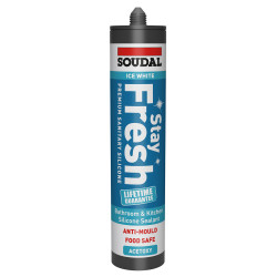 Soudal Stay Fresh Acetoxy Silicone Anti-Mould Sanitary Sealant - 290ml - Ice White
