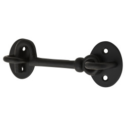 Altro Cabin Hook & Eye - 100mm Length - Antique Black Iron