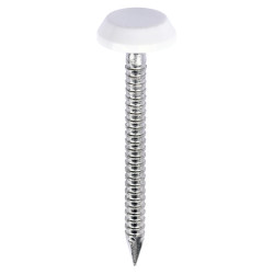 TIMCO Polymer Headed Nails - 40mm Length - White - Pack of 250