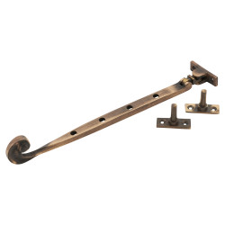 Altro Cast Solid Curl Casement Window Stay - 10"/250mm Length - Antique Brass