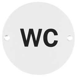 Touchpoint WC Toilet Door Sign - 75mm Diameter - Satin Anodised Aluminium