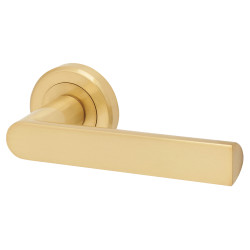 Serozzetta by Carlisle Brass Satin Brass Door Handles on Round Rose - Edge Range