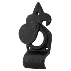 Olde Forge Rim Cylinder Latch Cover Escutcheon - 144 x 63mm - Antique Black Iron