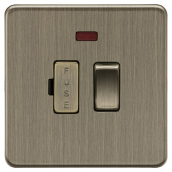 Knightsbridge 13A 1 Gang Screwless Flat Plate Switched Fused Spur with Neon - Antique Brass