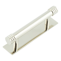 Hoxton by Frelan Sturt 15mm Reeded T-Bar Cabinet Pull Handle on Plain Backplate - 96mm c/c - Polished Nickel