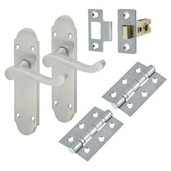 Touchpoint Satin Chrome Victorian Summer Scroll Latch Door Handles Pack