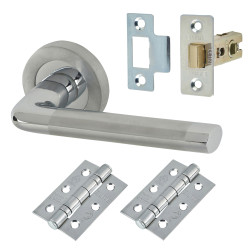 Hampstead Polished/Satin Chrome Latch Door Handles on Rose Pack - Belmonte Range