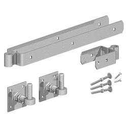 GateMate Heavy Duty Double Strap Gate Kit with Adjustable Hooks on Plates - 600mm - Galvanised