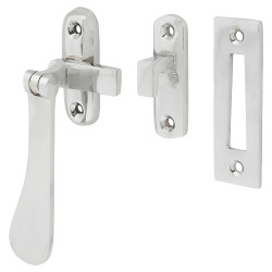 Touchpoint Budget Victorian Mortice & Hook Plate Window Fastener - Reversible - Polished Chrome