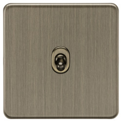 Knightsbridge 10AX 1 Gang 2 Way Screwless Flat Plate Toggle Light Switch - Antique Brass