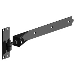 GateMate Heavy Duty Adjustable Hook & Band Gate Hinge on Plate - 600 x 57mm - Black Galv - Pair