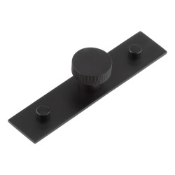 Hoxton by Frelan Thaxted Lines Round Cabinet Knob on Plain Backplate - 30mm Diameter - Black