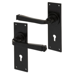 From The Anvil Black Keyhole Door Handles - Avon Range - 152 x 48mm