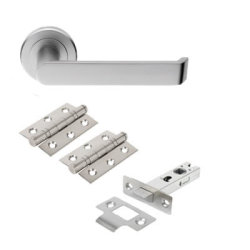 Serozzetta by Carlisle Brass Satin Chrome Latch Door Handles on Rose Pack - Concept Range