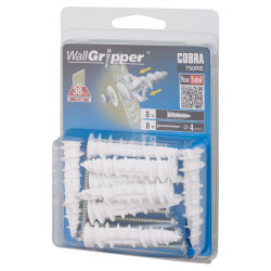 Cobra WallGripper Self Drilling Plasterboard Wall Anchor - 4 x 54mm - White - Pack of 8