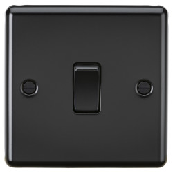 Knightsbridge 10AX 1 Gang 2 Way Round Edge Light Switch - Matt Black