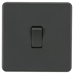 Knightsbridge 10AX 1 Gang Screwless Flat Plate Double Pole Light Switch - Anthracite