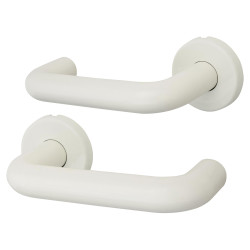 Hoppe AR600/20 Diamond White Nylon Steel Core Safety Door Handle on Rose - Paris Range
